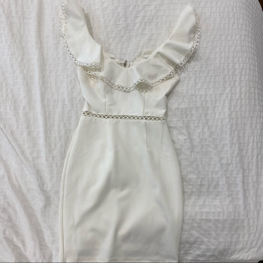 hello molly white mini body con dress